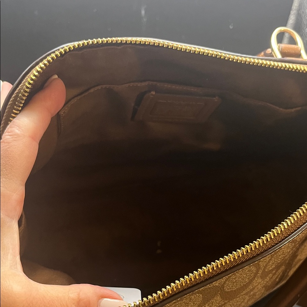 Coach Sierra Satchel 2 signature Canvas Khaki Brown Leather Bag - Picture 6 of 8